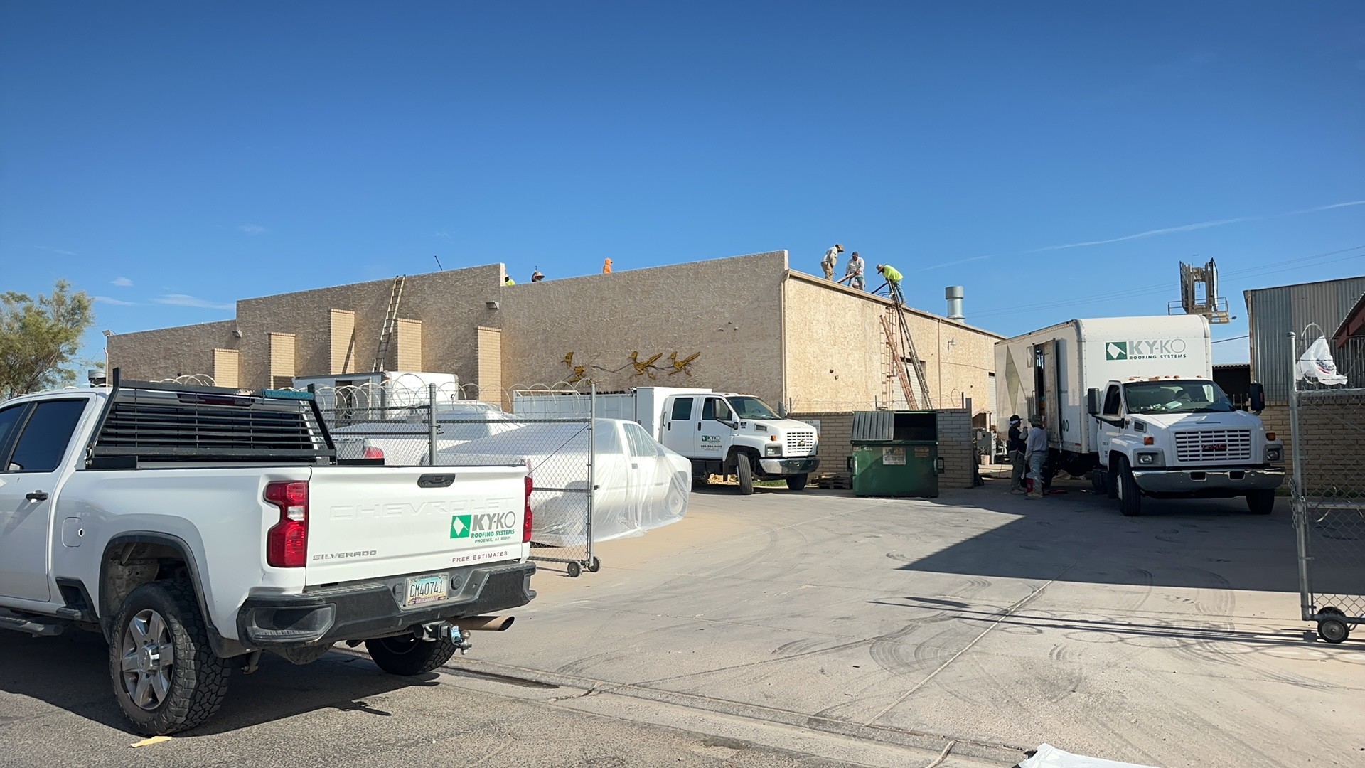 Commercial foam install · South Mountain Village, Phoenix 85040 — Industrial building with a failing low-slope roof — owner needed a long-term solution that wouldn't require a full tear-off.