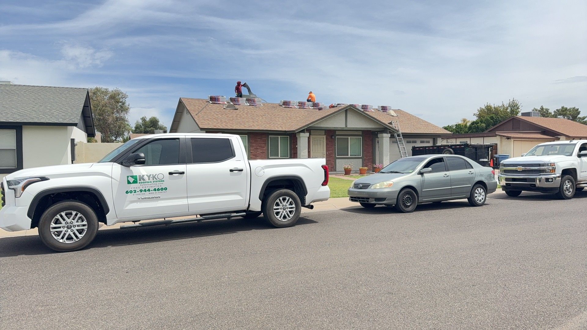 Full tear-off & re-roof · Mesa · 85206 — End-of-life three-tab shingles, granule loss in the gutters, and failed flashing around the chimney.